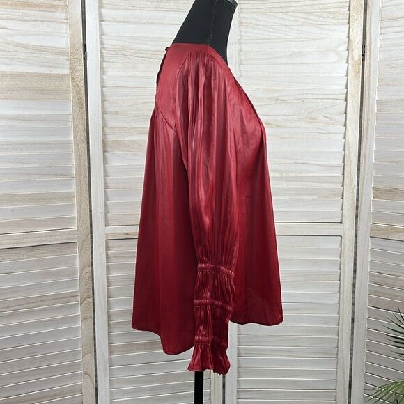 Current Air Smocked Sleeve Crinkle Popover Blouse Medium - Picture 5 of 12